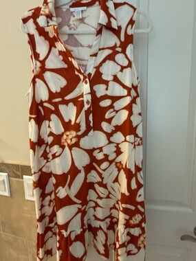 London Times Sleeveless Floral Tunic - Rust & Cream never worn